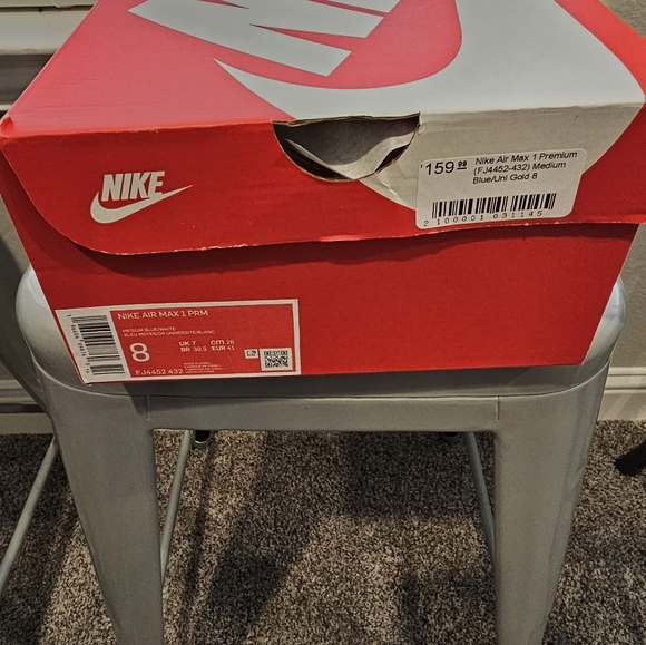 Nike Air Max 1 Premium FJ4452-432 Denim & White Running Shoes Size 8 - Picture 2 of 5